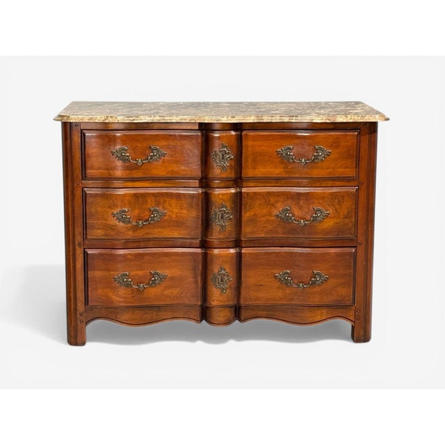 Hickory Chair, Louis XV Style Commodes, Wood, Brass, Marble, Usa, 1980s For Sale In New York - Image 6 of 16