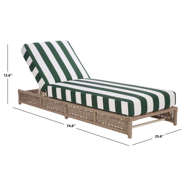 2020s Callan Chaise Lounge, Heather Tan/Green Stripe For Sale - Image 5 of 12
