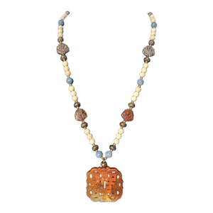 Early 20th Century Carved Jadite Beaded Necklace