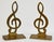 Mid-Century Modern Vintage Brass Treble Clef Bookends, Pair For Sale - Image 3 of 5