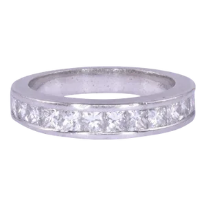 Early 21st Century Princess Cut Diamond Platinum Band Size 5.25