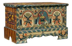 Antique Alpine Region Hand Painted Marriage Chest, 1890