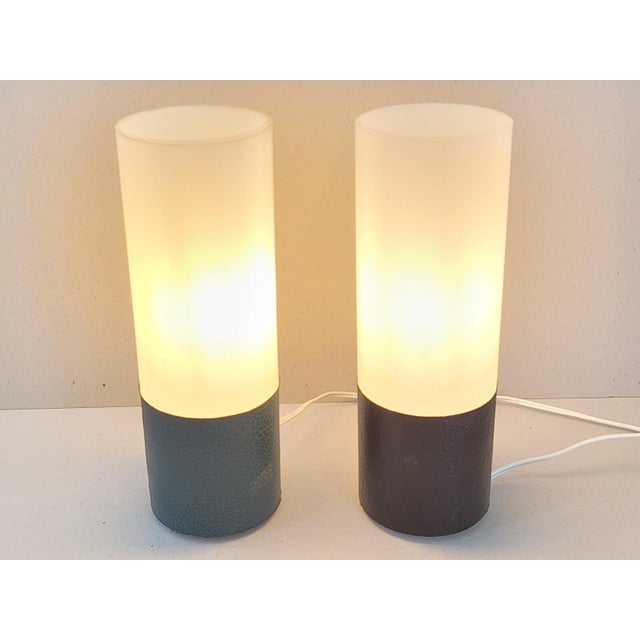 Mid-Century Modern Vintage Table Lamps in Acrylic Glass and Vinyl from Seci, France, 1960s, Set of 2 For Sale - Image 3 of 12