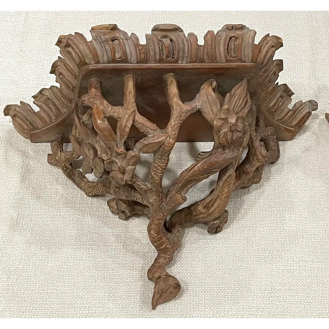 Vintage French Carved Cerused Floral Wall Bracket For Sale - Image 4 of 10