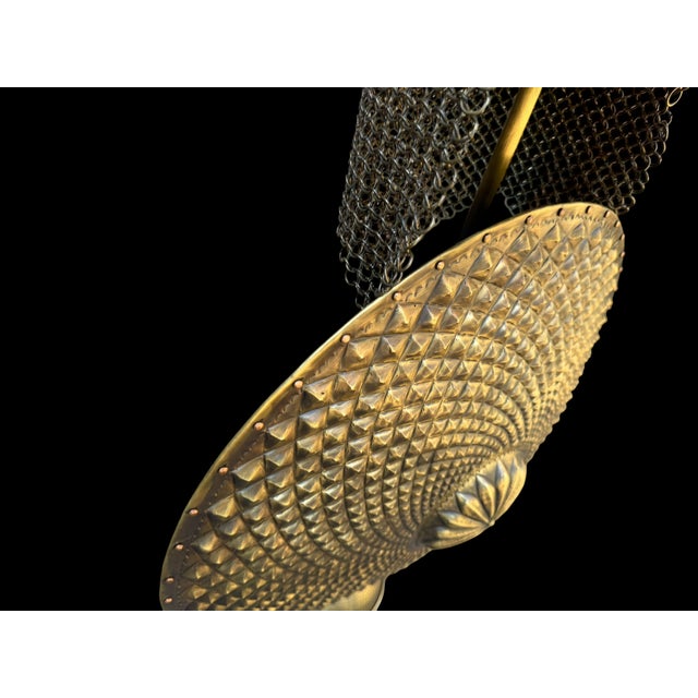 Metal Large Hand Hammered Brass Helmet Shield Set For Sale - Image 7 of 15