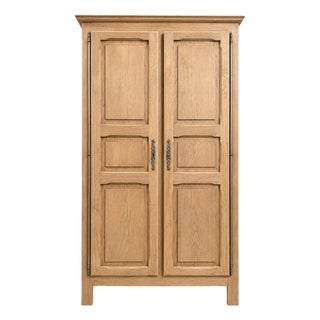 Classic Provincial Oak Sandblasted Two-Door Wardrobe, 1890s For Sale