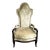 1960s-70s Cream Velvet/Carved Wood High-Back Armchair For Sale