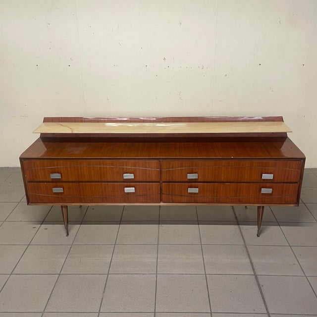 Wooden Sideboard with Marble Shelf, 1950s For Sale - Image 10 of 12
