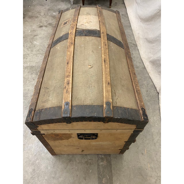 Italian Antique Travel Trunk With Stickers For Sale - Image 11 of 13