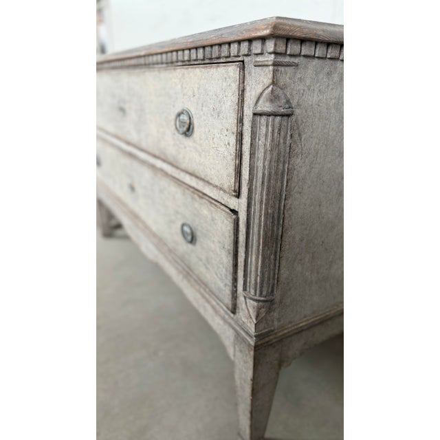 Wood Pair of 19th Century Painted Grey Blue Danish Chests With Brass Fittings For Sale - Image 7 of 9