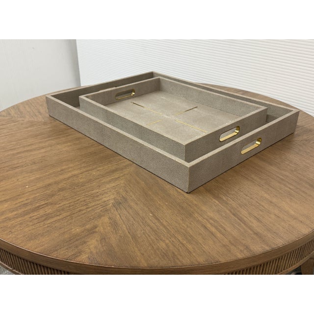 Made Goods Made Goods Daina Faux Shagreen Trays, Set of Two For Sale - Image 4 of 12