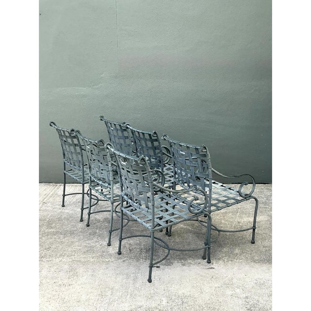 Vintage Brown Jordan “Florentine” Cast Aluminum Dining Chairs - Set of 6 For Sale - Image 10 of 12