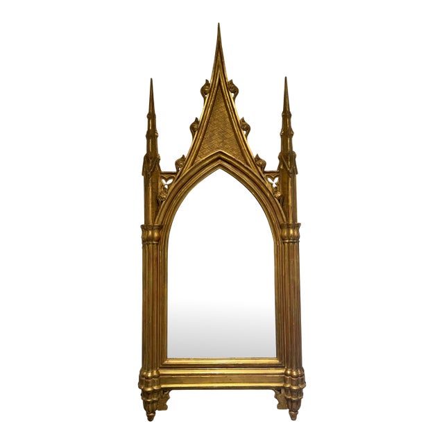 18th C Style Italian Cathedral Form Gothic Giltwood Mirror - 1 of 2 For Sale