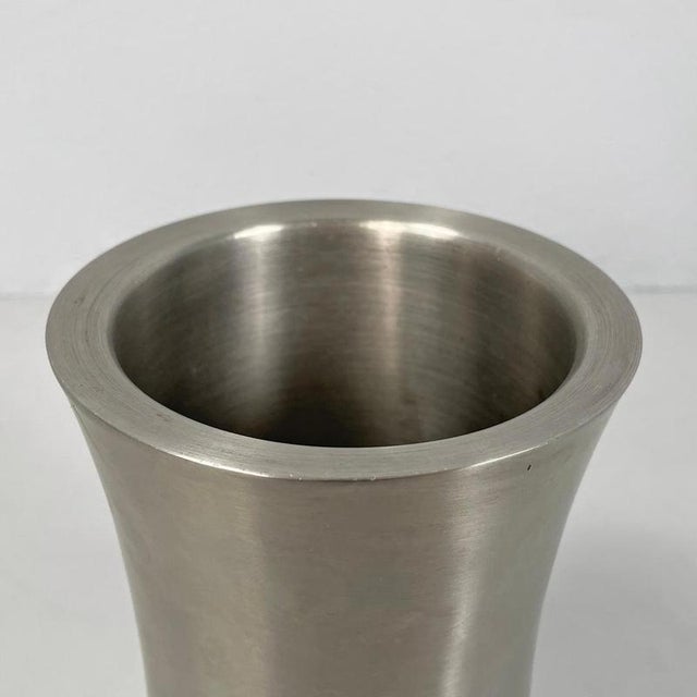 Italian Silver Colored Round Vase in Stainless Steel, 2000s For Sale - Image 9 of 14