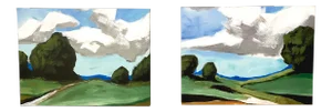 Contemporary Summer Landscape Prints on Canvas - a Pair