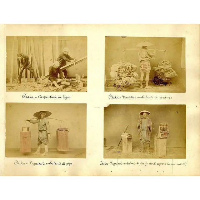 Occupational portraits in Osaka is a lot of four hand-inked Albumen print with aniline applied on a single cardboard. Very...
