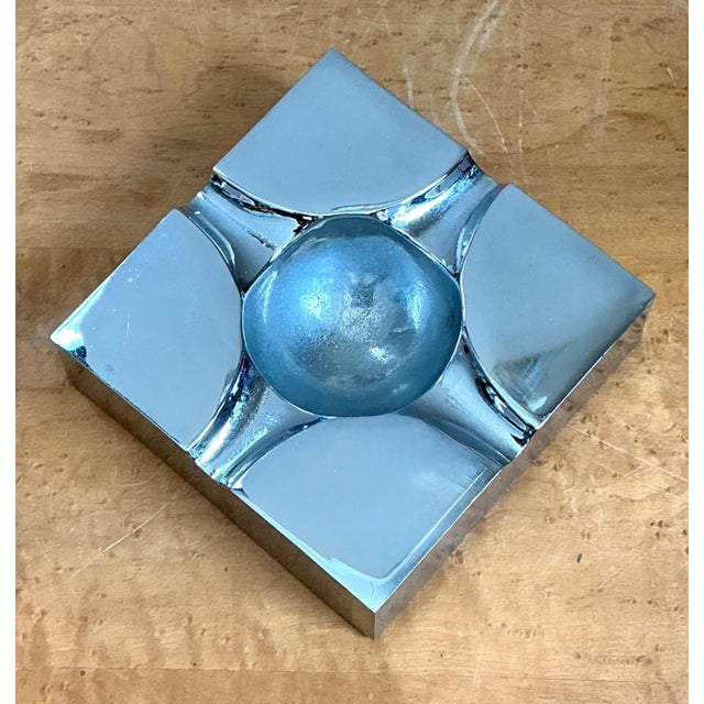 Vintage Chrome Geometric Ashtray For Sale - Image 12 of 13