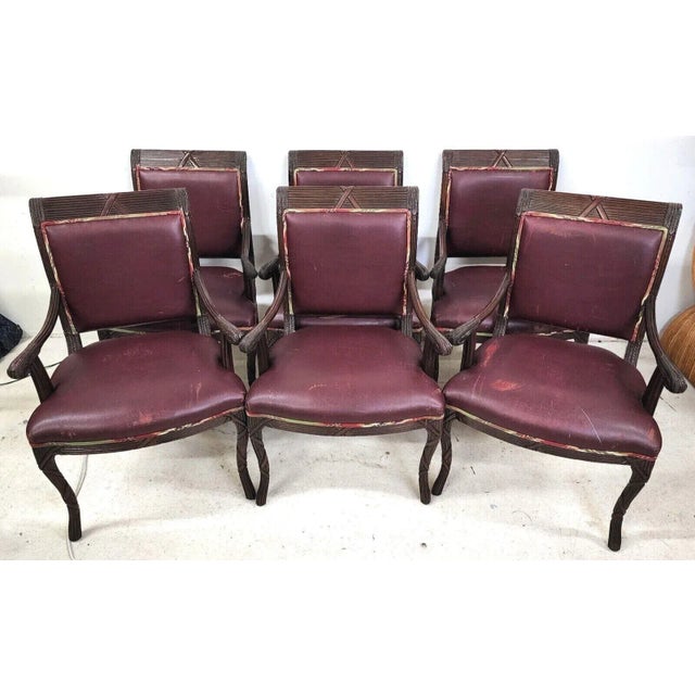 Vintage French Mahogany Dining Armchairs - Set of 6 For Sale - Image 13 of 13