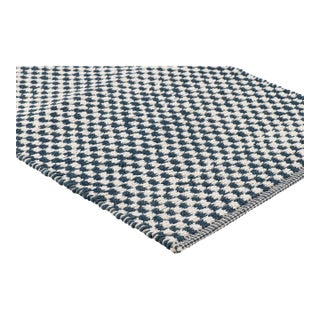 Part & Parcel Goods Textured Check Rug, 5'x8', Sapphire and Eggshell For Sale