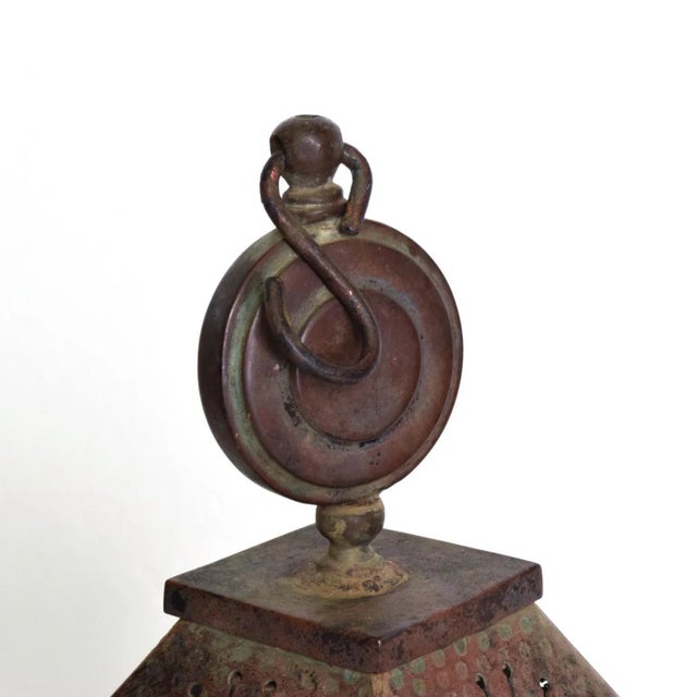 Mexican Modernist Brass Candle Lantern Vintage For Sale - Image 4 of 9