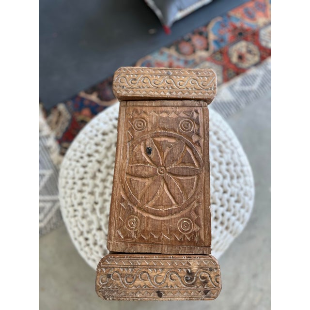 Indian Vintage Handcrafted Carved Hindu Vibhuti Box For Sale - Image 3 of 12