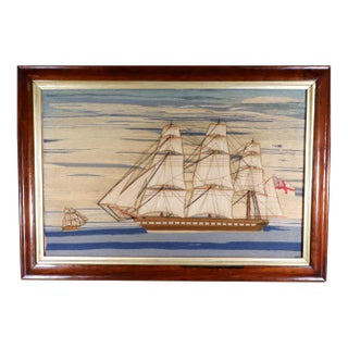 British Sailor's Woolwork of a Royal Navy White Fleet Frigate For Sale