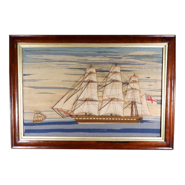 British Sailor's Woolwork of a Royal Navy White Fleet Frigate For Sale