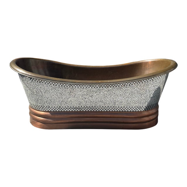 Designer Copper Freestanding Soaking Tub W/ Mosaic Exterior For Sale