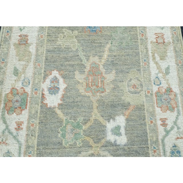 Turkish Oushak Runner Rug 2'9" x 12'5" #17778 For Sale - Image 4 of 8