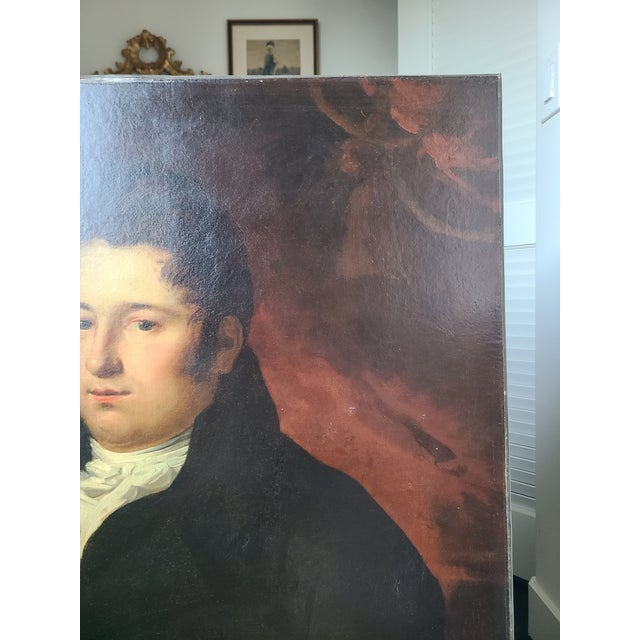 Antique Early 19th Century Oil Painting Portrait of a Handsome Sea Captain For Sale - Image 9 of 18