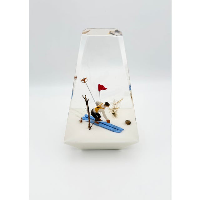 Mid-Century Modern Vintage Lucite Skier Paperweight For Sale - Image 3 of 8