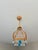Vintage French Empire Brass & Crystal Pendant Light With Aqua Blue Drops - Pair Restored For Sale - Image 6 of 18