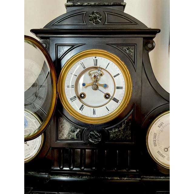 19th Century French Perpetual Calendar Clock With Open Escapement & Barometer For Sale In Los Angeles - Image 6 of 13