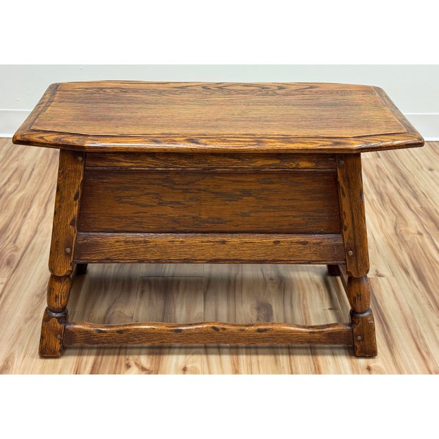 Mid 20th Century Vintage Craftsman Style Federal Solid Oak Table For Sale - Image 5 of 11