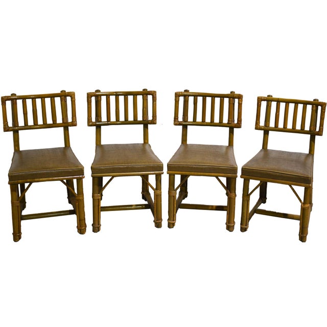 Mid Century Rattan Bamboo John Wisner Dining Chairs by Ficks Reed - Set of 4 For Sale - Image 9 of 9