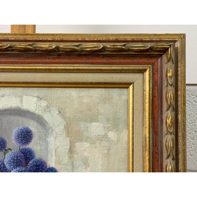 Still Life with Flowers & Fruit in a French Farmhouse Interior by French Artist 1992 Circa For Sale - Image 11 of 13