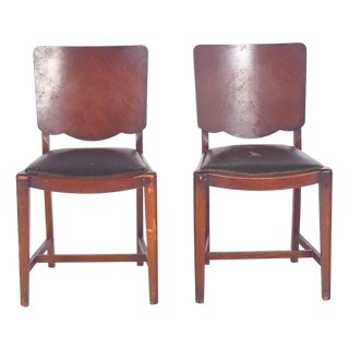 Chairs with Synthetic Leather, 1920s, Set of 2 For Sale