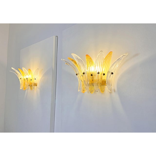 Sconce Palmette- Double Color – Clear and Amber Glass For Sale - Image 10 of 10