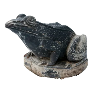 Vintage Cement Garden Frog With Aged Black Paint