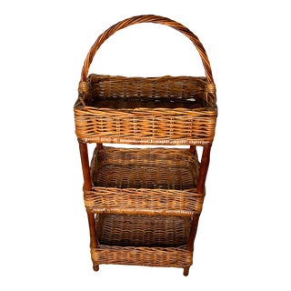 Bamboo and Reed Three Tier Storage Basket For Sale
