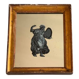 Antique Gilt Mirror With Hand Painted Mythological Goddess