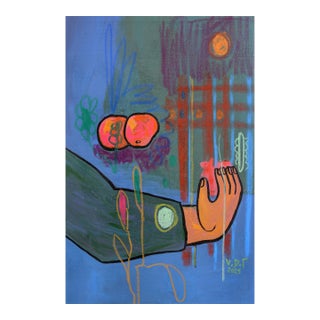 Still - Expressive Abstract Colorful Mixed Media Figurative Still Life Painting Original Artwork by Valerie Etitinwo For Sale