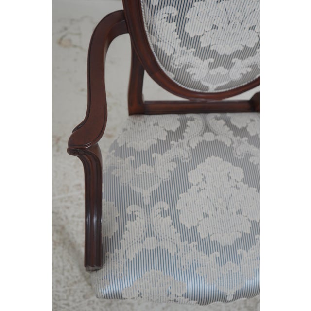1990s Set of 8 Baker Mahogany Shield Back Dining Chairs For Sale - Image 5 of 18