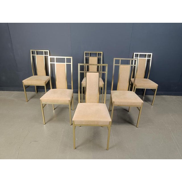Vintage Brass Dining Chairs from Belgochrom, 1970s, Set of 6 For Sale - Image 12 of 13