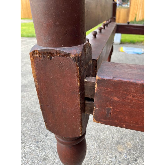 19th Century 19th Century Antique Cannonball Wooden Rope Full Bedframe For Sale - Image 5 of 9