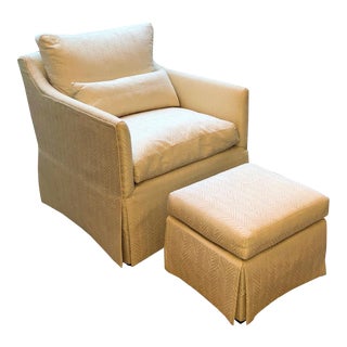 Transitional Lounge Chair and Ottoman Set - 2 Pieces For Sale