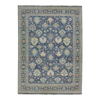 2020s Handmade Modern Designed Mahal Style Wool Rug in Navy Blue by Apadana For Sale