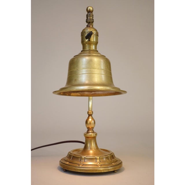 1920s Miller Lamp Arts & Crafts Craftsman Solid Brass Bell Shade Industrial Table Lamp For Sale - Image 10 of 12