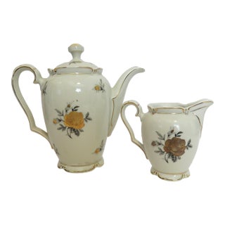 Early 20th Century Winterling Bavaria Bone China Tea/Coffee Pot with Lid and a Creamer For Sale