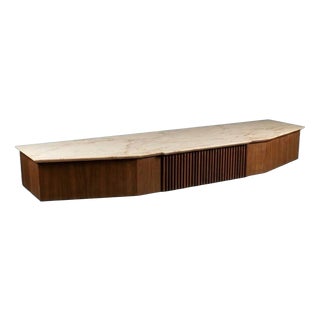 Marble and Wood Wall Console Table by Osvaldo Borsani, Italy, 1950s For Sale